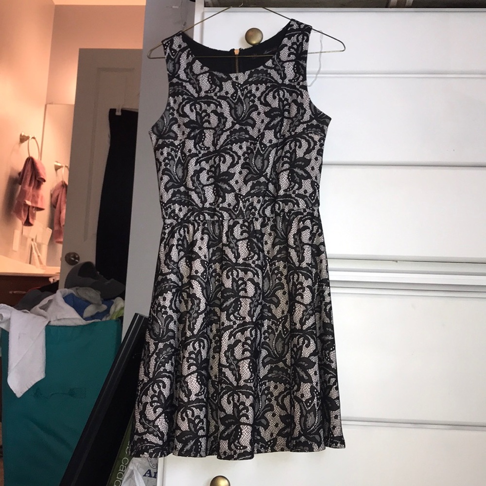 Black & Cream Lace Dress